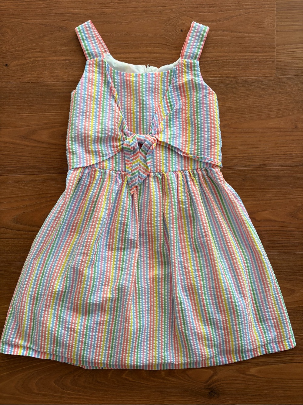 Bonnie Jean Pastel Striped Tie-Front Dress Searsucker Easter Church Outfit